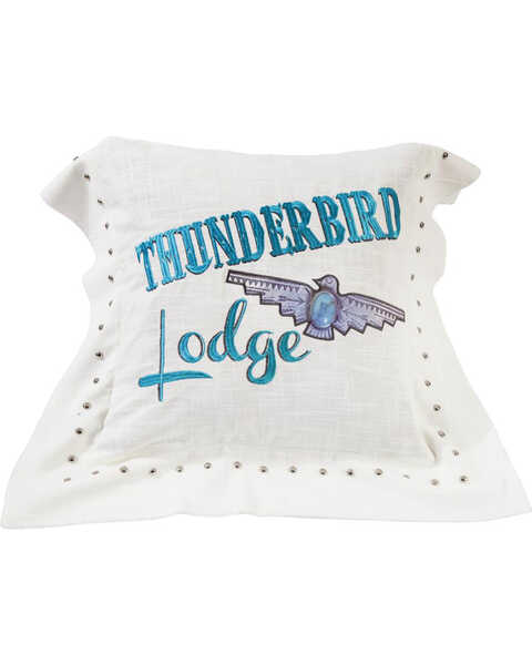 HiEnd Accents Thunderbird Linen Pillow , White, hi-res