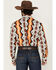 Image #4 - Wrangler Men's Checotah Southwestern Print Long Sleeve Snap Western Shirt - Tall, Orange, hi-res