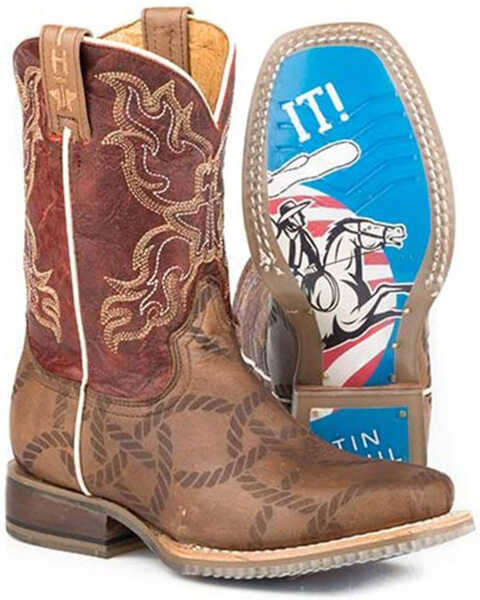 Image #1 - Tin Haul Boys' Twisted Rope Western Boots - Square Toe, , hi-res