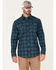 Image #1 - Cody James Men's FR Plaid Print Long Sleeve Snap Work Shirt , Navy, hi-res