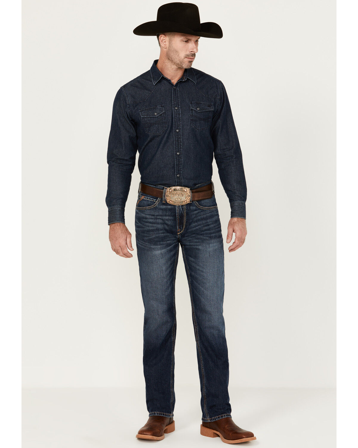 Image #1 - Ariat Men's M2 Bradford Cleveland Dark Wash Relaxed Bootcut Rigid Jeans - Big, Dark Wash, hi-res