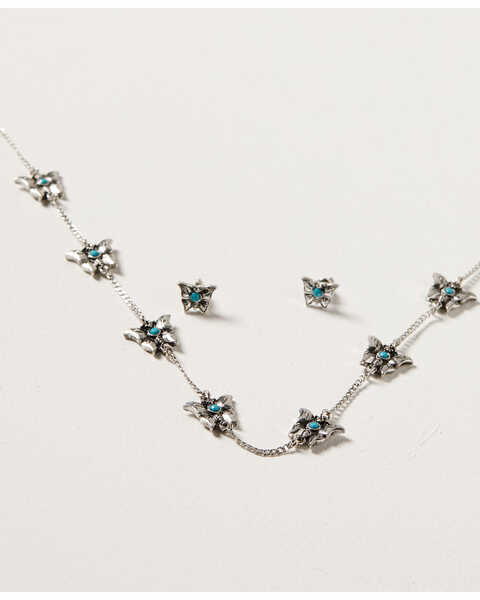 Shyanne Women's Wildflower Bloom Butterfly Charm Necklace Set - 2-Piece, Silver, hi-res