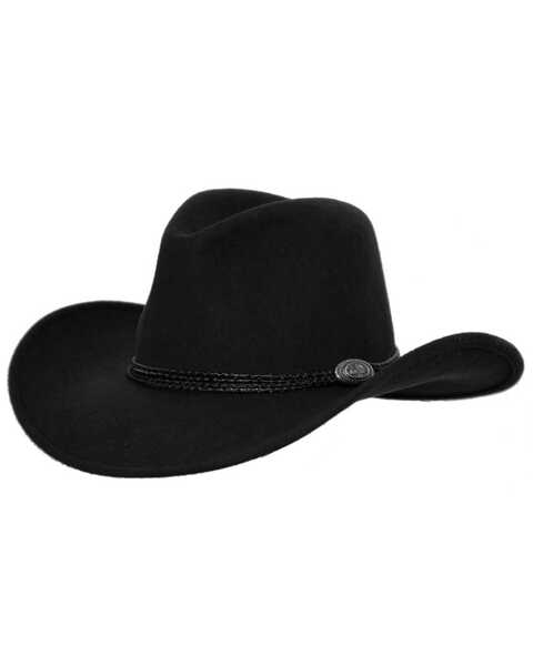 Outback Trading Co. Men's Shy Game Crusher UPF 50 Felt Western Fashion Hat , Black, hi-res