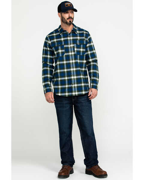 Image #6 -  Hawx Men's Lineman Plaid Stretch Flannel Long Sleeve Work Shirt , Blue, hi-res