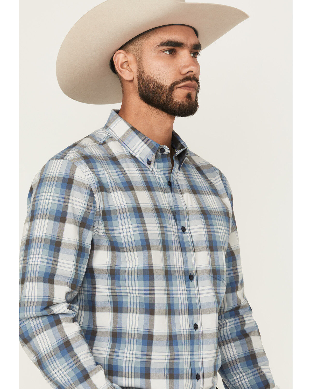 Image #2 - Cody James Men's Howdy Duty Plaid Print Long Sleeve Button-Down Western Shirt, Blue, hi-res