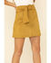 Molly Bracken Women's Suede Belted Skirt , Dark Yellow, hi-res