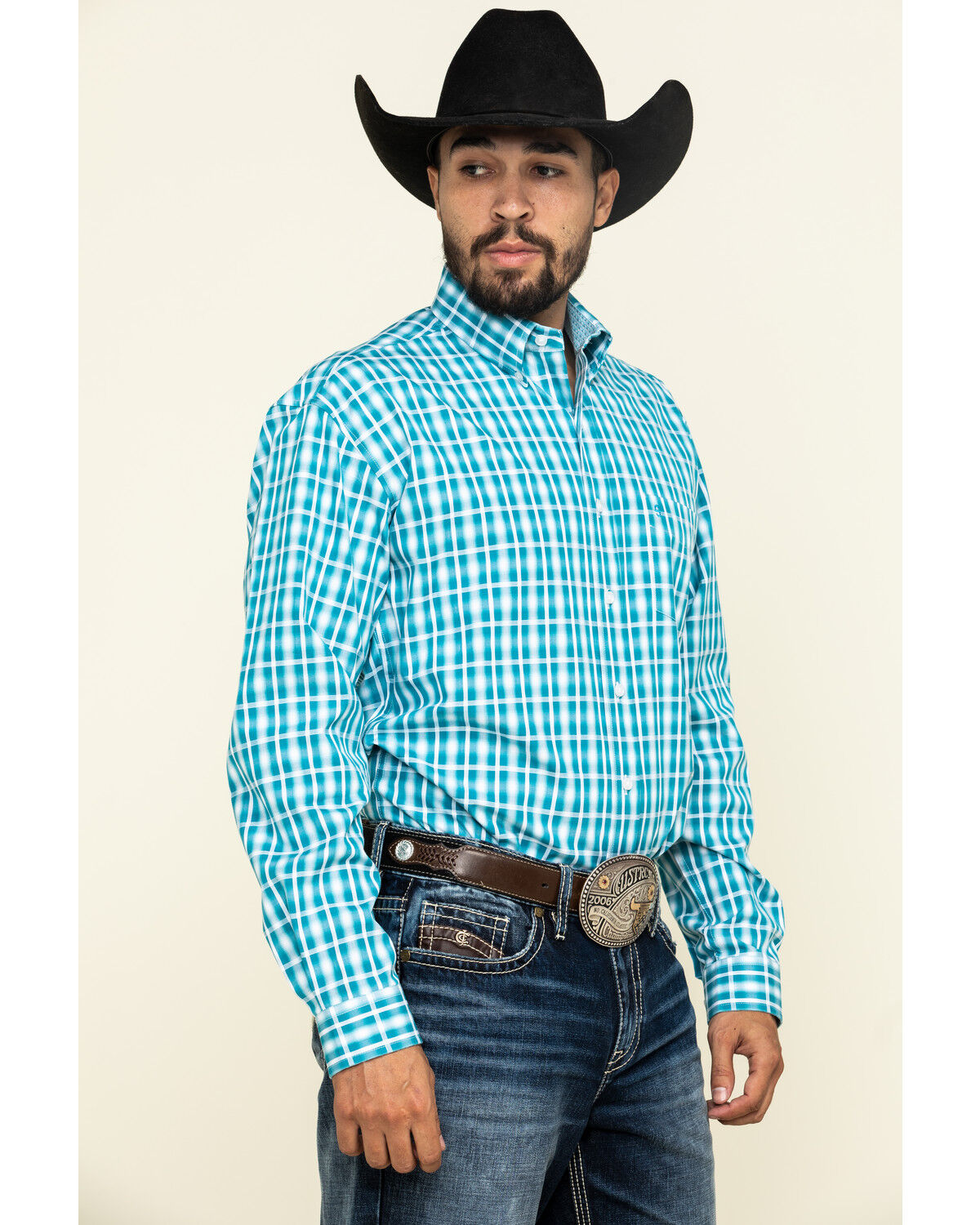 Image #3 - Stetson Men's Cross Walk Ombre Plaid Button Long Sleeve Western Shirt, , hi-res
