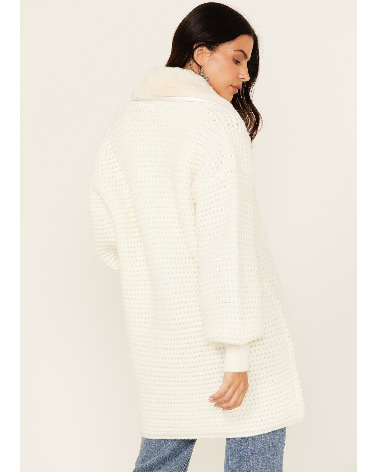 Image #5 - Shyanne Women's Chunky Fit Fur Trim Cardigan Sweater, Off White, hi-res