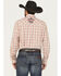 Image #4 - Wrangler Men's PBR Plaid Print Long Sleeve Snap Western Shirt, Tan, hi-res