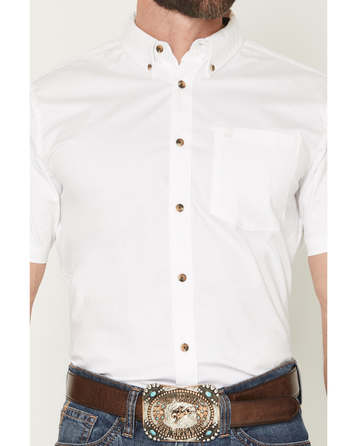 Image #3 - Cody James Men's Basic Solid Short Sleeve Button-Down Stretch Western Shirt - Big, White, hi-res