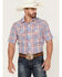 Image #1 - Roper Men's Red White & Blue Large Plaid Short Sleeve Pearl Snap Western Shirt, , hi-res