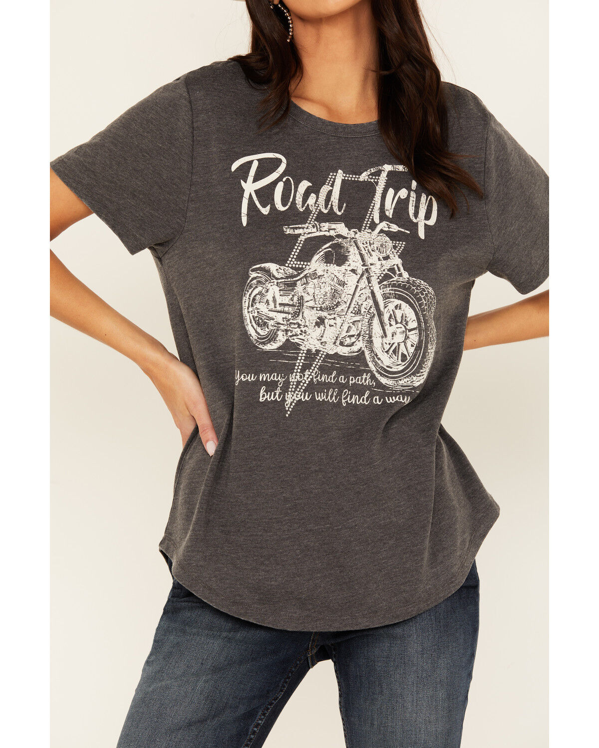 Image #3 - Blended Women's Road Trip Rhinestone Bolt Short Sleeve Graphic Tee, Black, hi-res