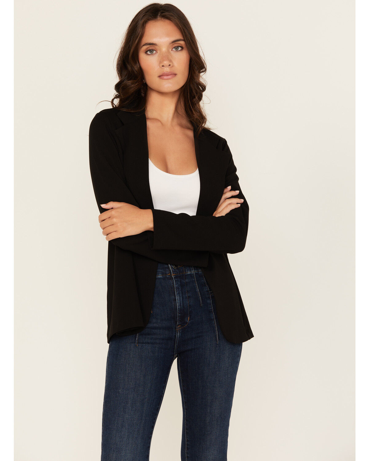 Image #1 - Wild Moss Sport Women's Long Sleeve Concho Button Blazer, Black, hi-res