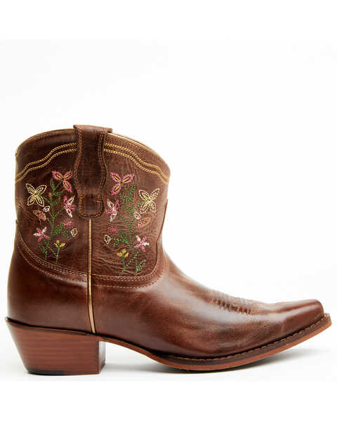 Image #2 - Shyanne Women's Chryssie Floral Shaft Western Fashion Booties - Snip Toe , Brown, hi-res