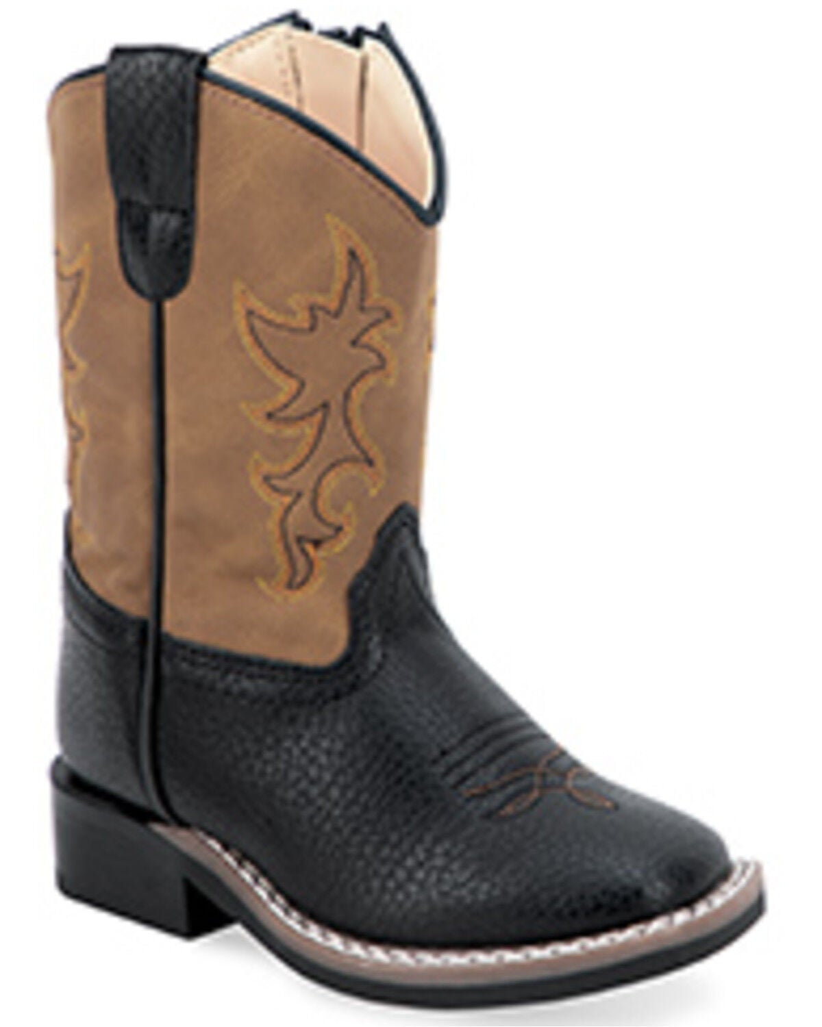 Old West Toddler Boys' Western Boots - Broad Square Toe, Brown, hi-res