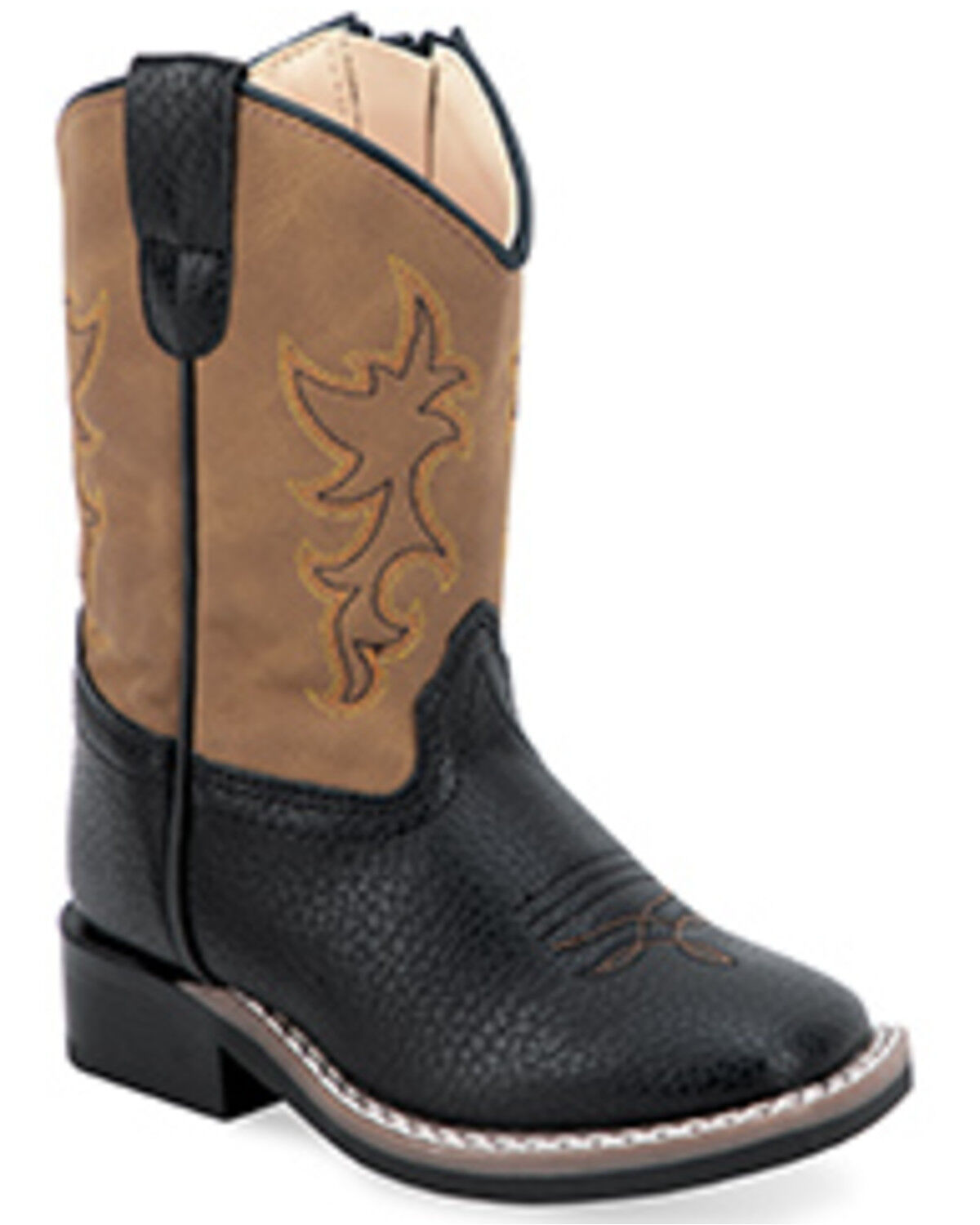 Image #1 - Old West Toddler Boys' Western Boots - Broad Square Toe, Brown, hi-res