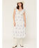 Image #1 - Ash & Violet Women's Floral Print Short Sleeve Midi Dress, White, hi-res