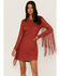 Idyllwind Women's Fairlane Crochet Fringe Dress, Brick Red, hi-res