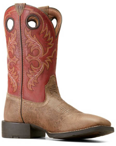 Ariat Men's Sport Rodeo Crazy Western Performance Boots - Broad Square Toe, Brown, hi-res