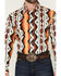Image #3 - Wrangler Men's Checotah Southwestern Print Long Sleeve Snap Western Shirt - Tall, Orange, hi-res