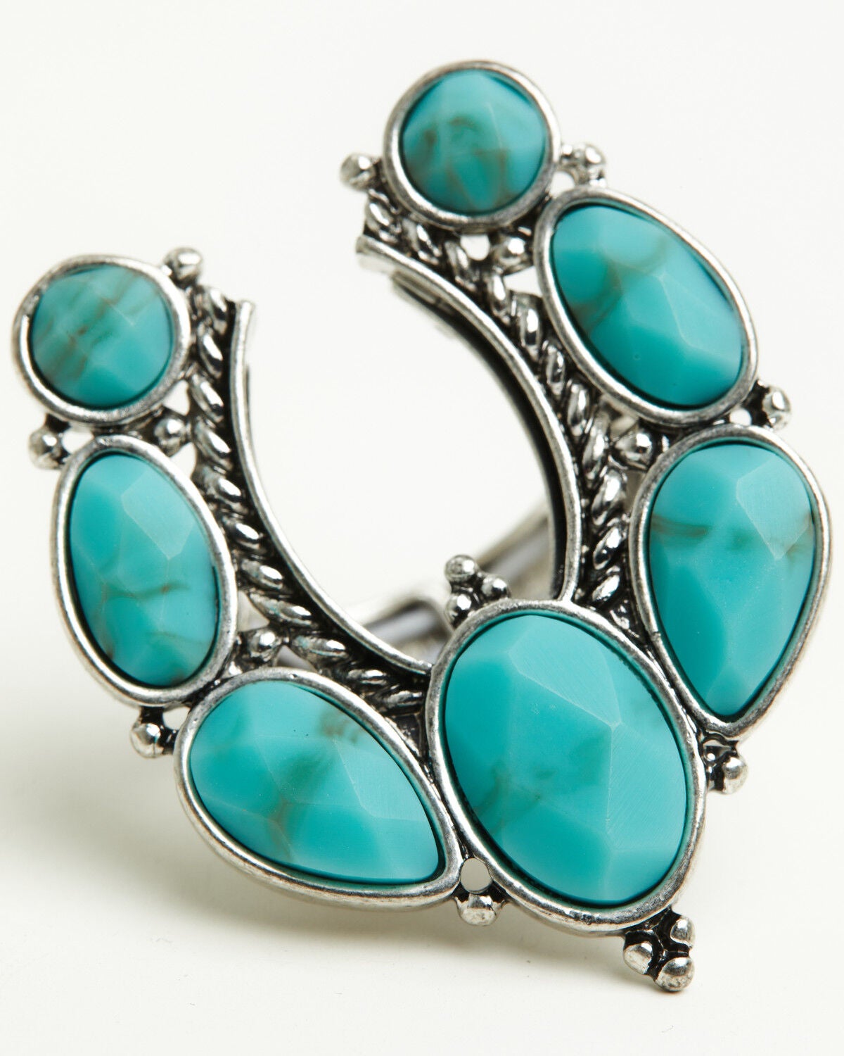 Image #2 - Lainey Wilson Women's Adjustable Horseshoe Stone Ring, Silver, hi-res