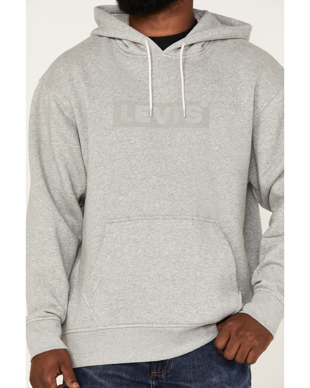 Image #3 - Levi's Men's Box Tab Graphic Logo Hooded Sweatshirt, Heather Grey, hi-res
