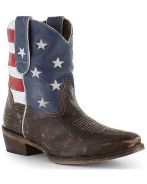 Image #1 - Roper Women's Americana Patriotic Boots - Snip Toe, Brown, hi-res
