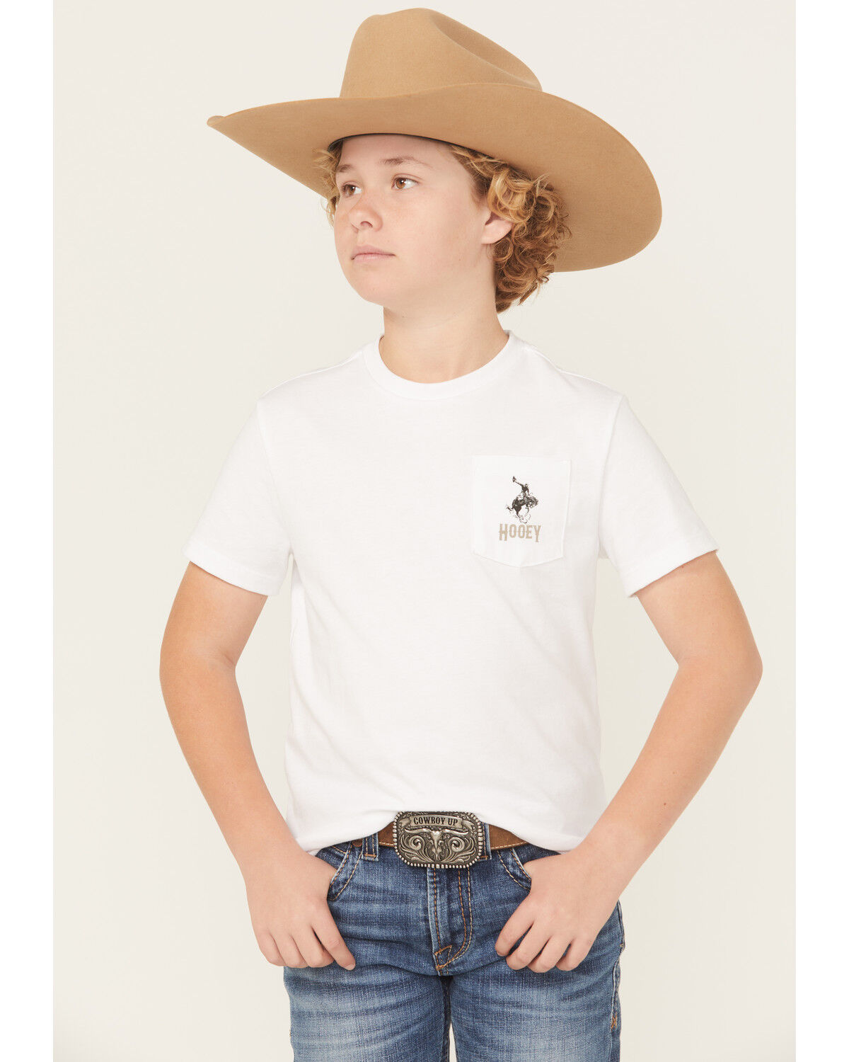 Image #2 - Hooey Boys' Bucking Horse Short Sleeve Graphic T-Shirt, White, hi-res