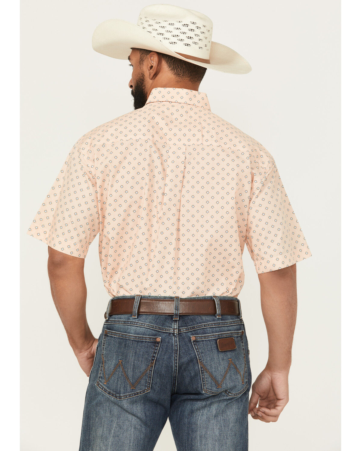 Image #4 - Cinch Men's Geo Print Short Sleeve Button-Down Western Shirt - Big, Orange, hi-res