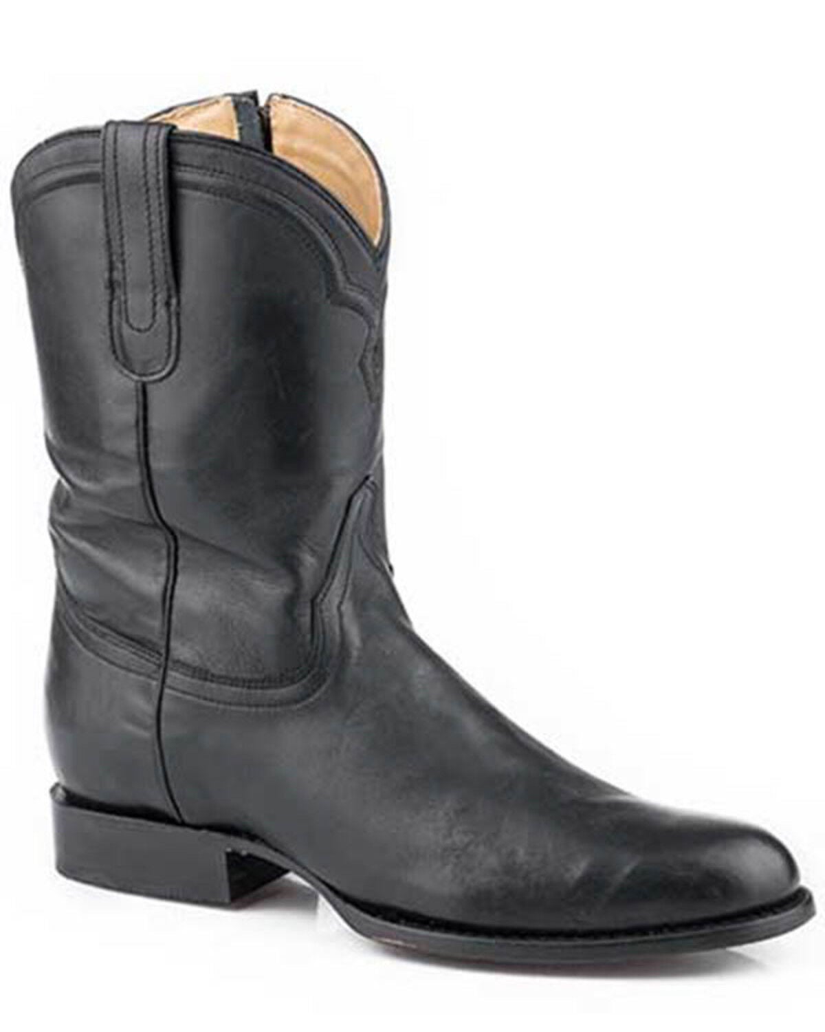 Stetson Men's Rancher Zip Roper Boots - Round Toe, Black, hi-res