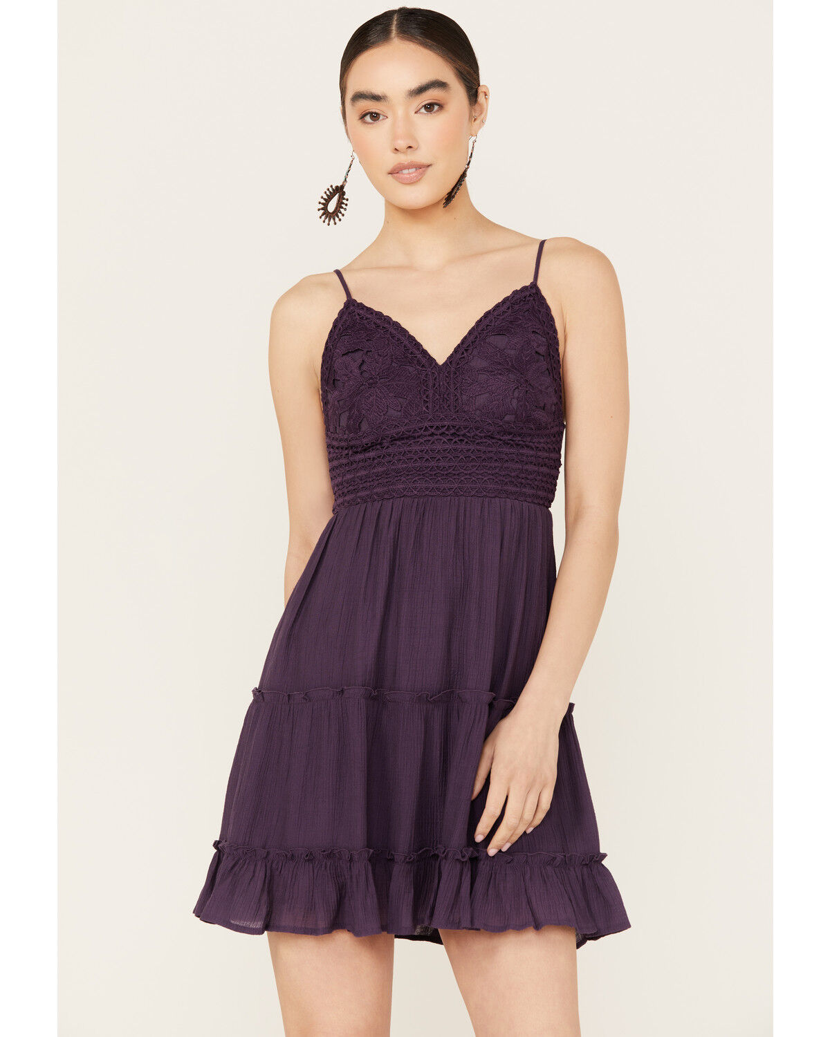 Image #2 - Shyanne Women's Lace Crochet Mini Dress, Purple, hi-res