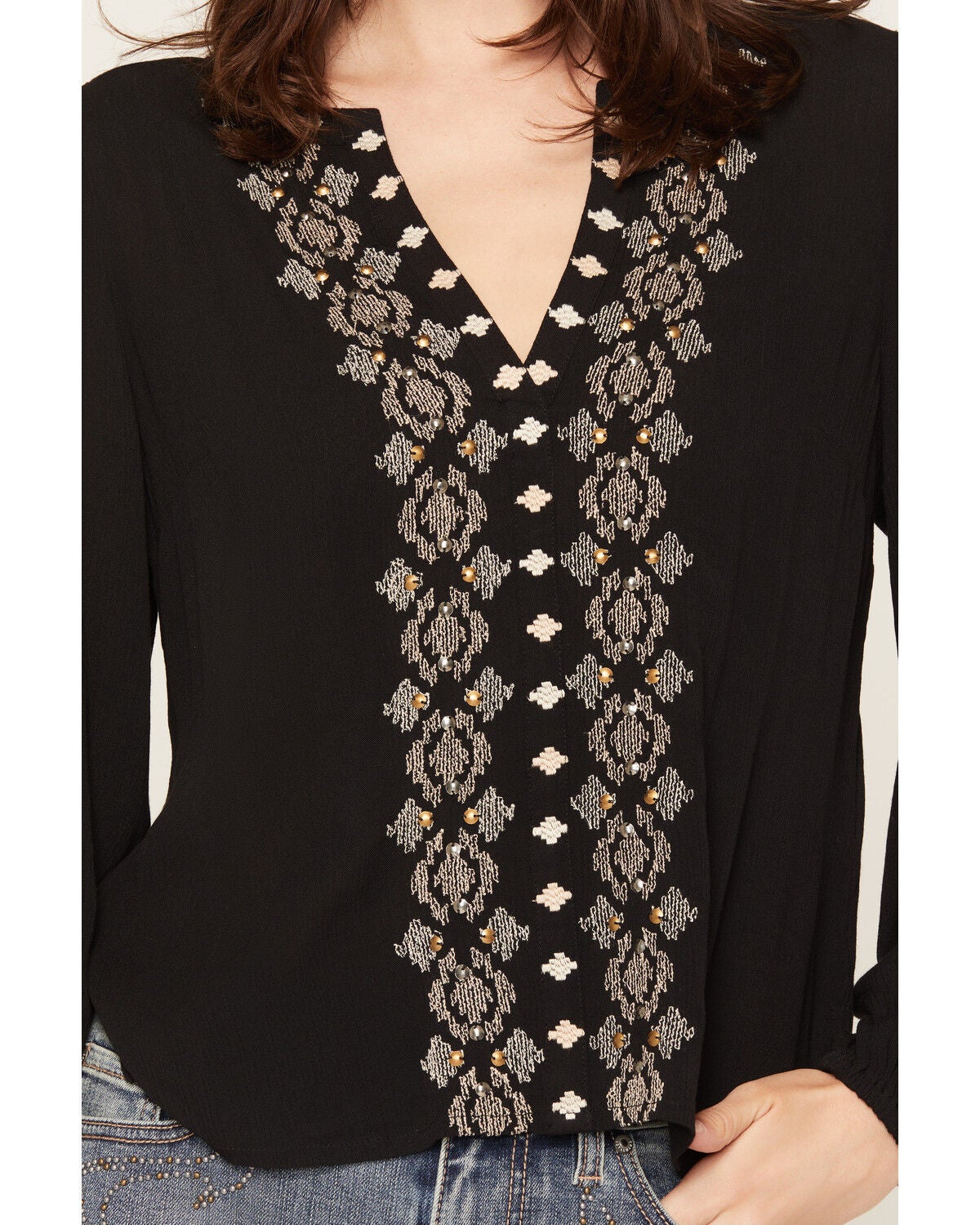 Image #3 - Idyllwind Women's Devonshire Embroidered Blouse, Black, hi-res