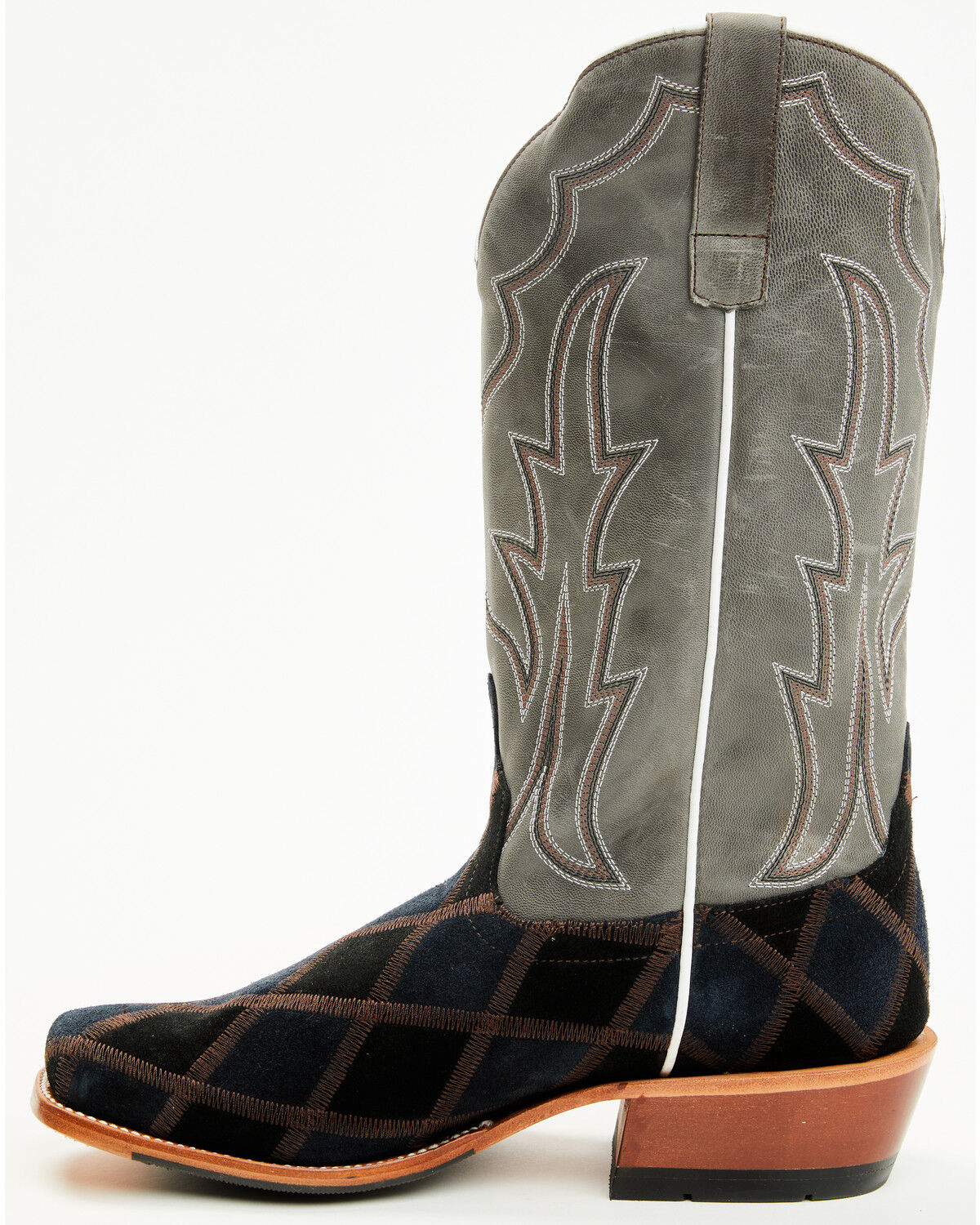 Image #3 - Horse Power Men's Patchwork Suede Western Boots - Square Toe, Black, hi-res