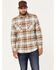 Pendleton Men's Burnside Large Plaid Print Button Down Western Flannel Shirt , Tan, hi-res