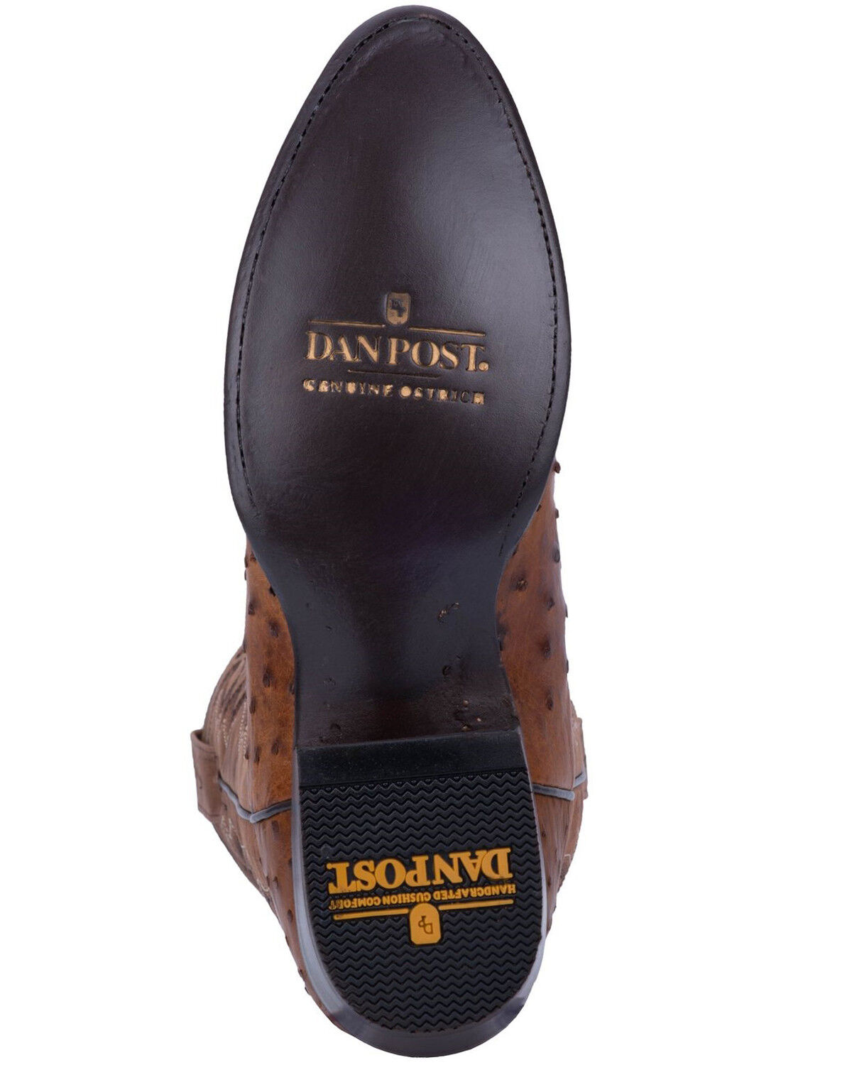 Image #7 - Dan Post Men's Tempe Full Quill Ostrich Western Boots - Round Toe, Saddle Tan, hi-res