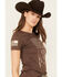 Image #2 - Howitzer Women's One Nation Short Sleeve Graphic Tee, Dark Brown, hi-res