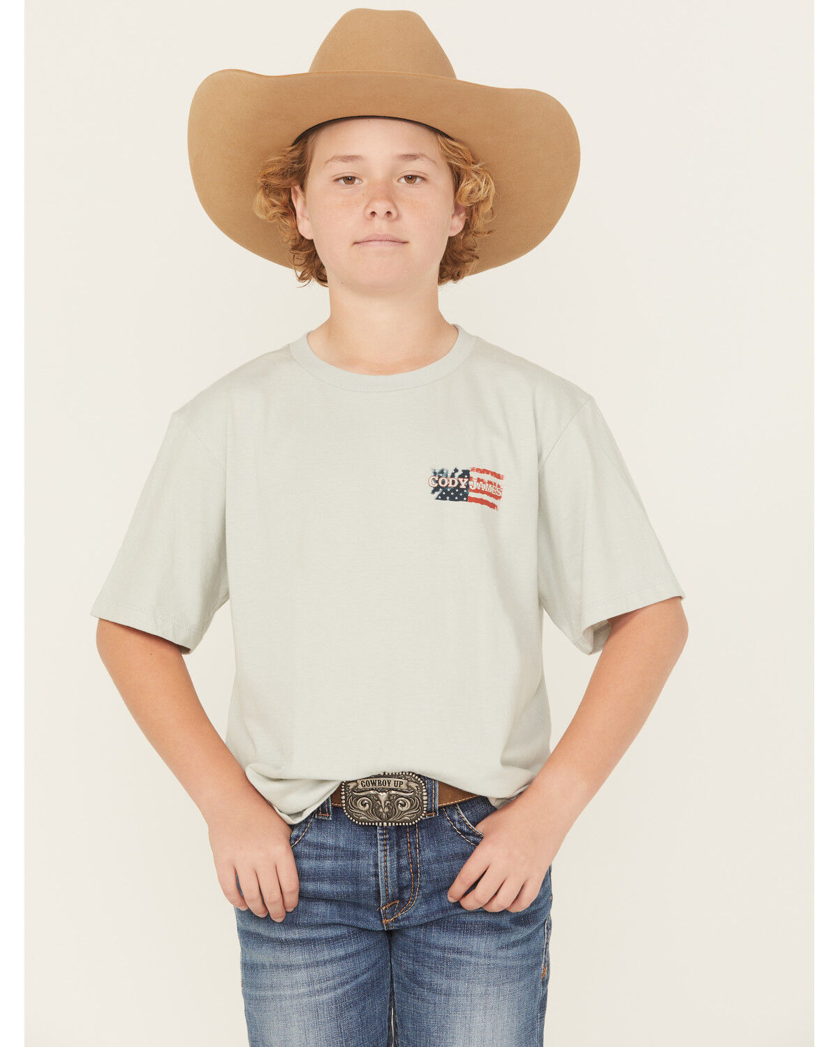 Image #2 - Cody James Boys' Rugged Flag Short Sleeve T-Shirt, Silver, hi-res