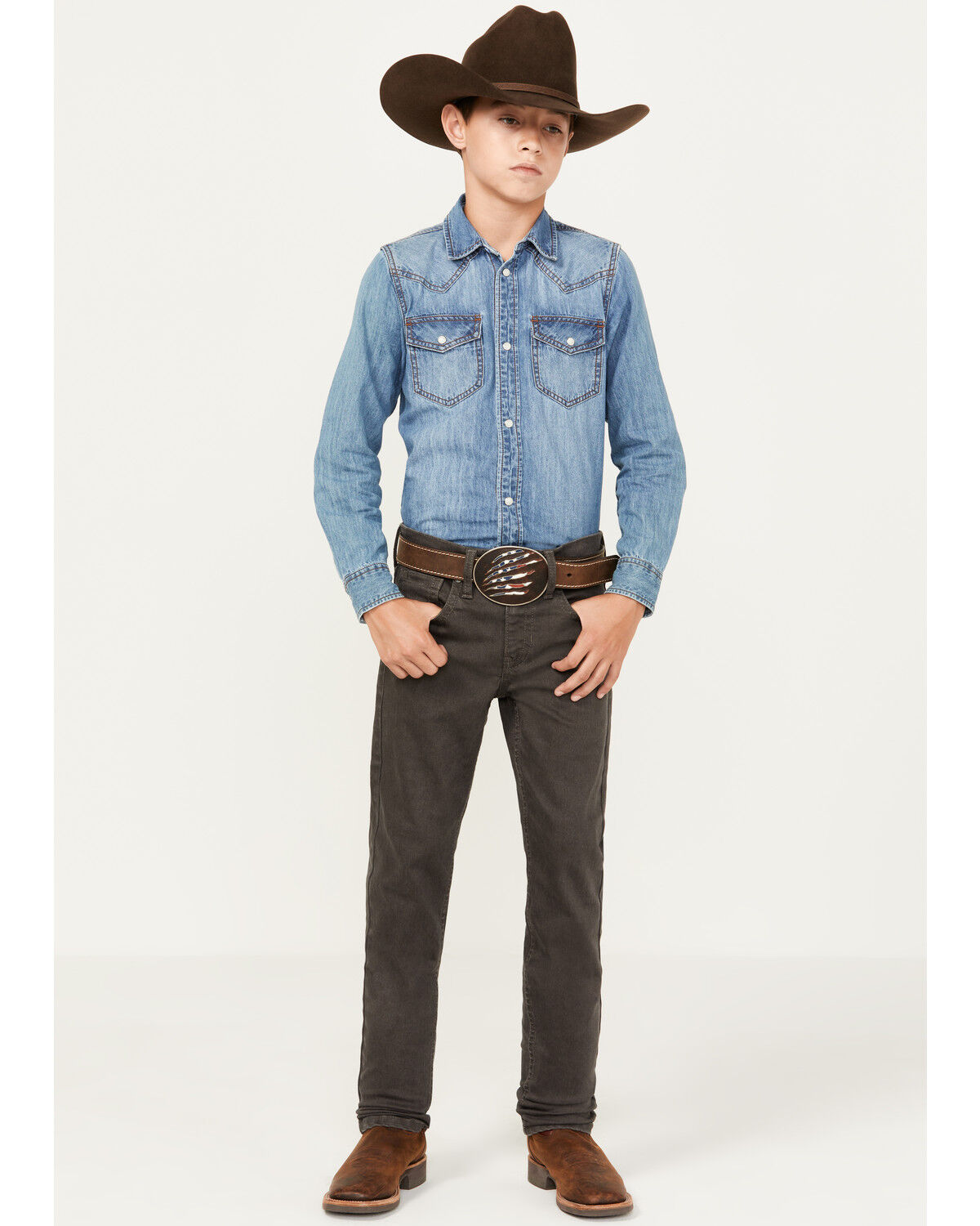Image #1 - Cody James Boys' Appaloosa Slim Straight Stretch Jeans, Charcoal, hi-res