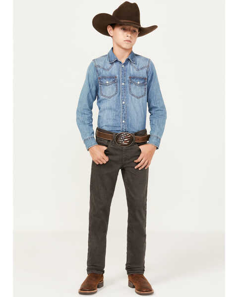 Image #1 - Cody James Boys' Appaloosa Slim Straight Stretch Jeans , Charcoal, hi-res