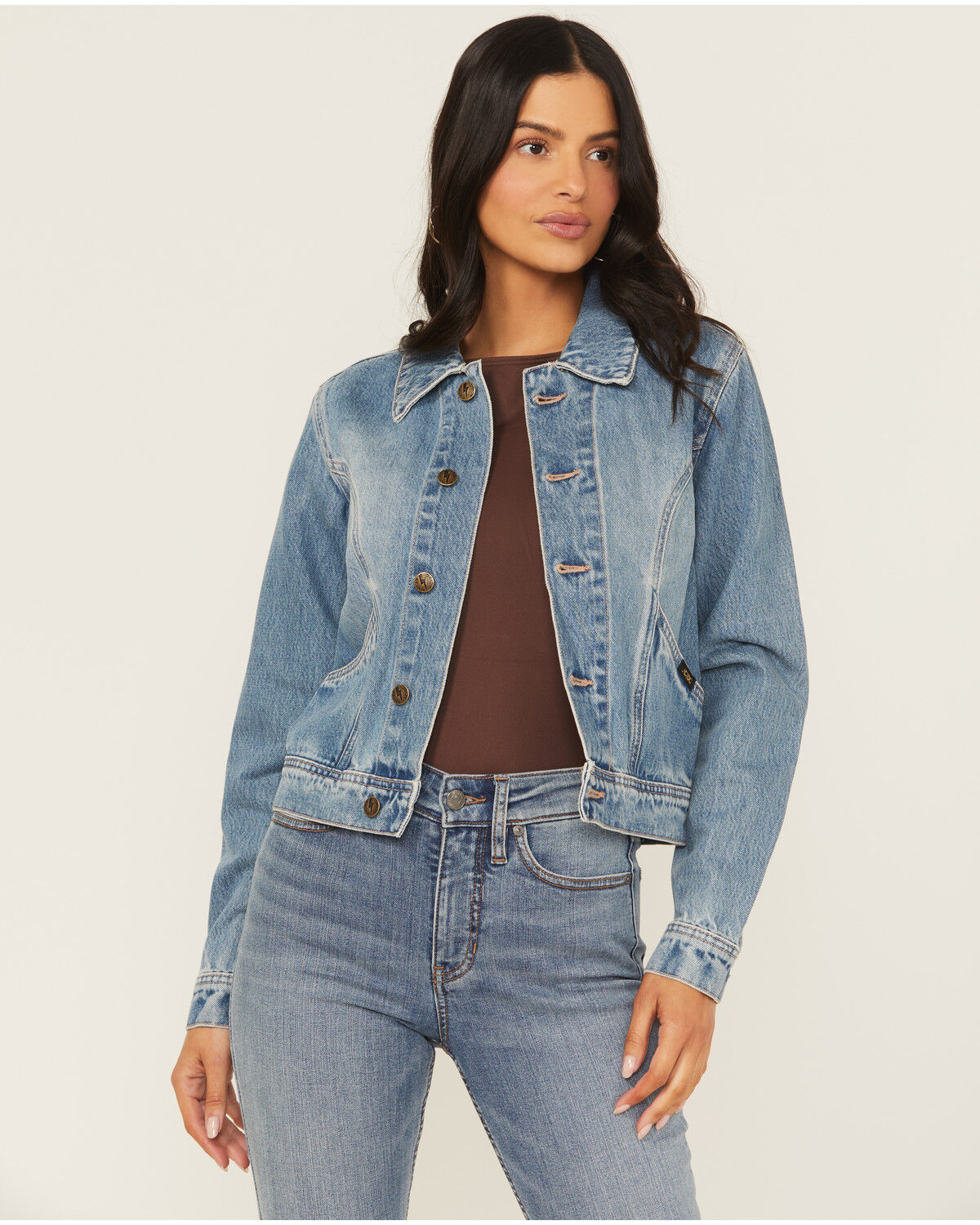 Image #1 - Rolla's X AC/DC Women's Medium Wash Lightning Denim Jacket, Medium Wash, hi-res