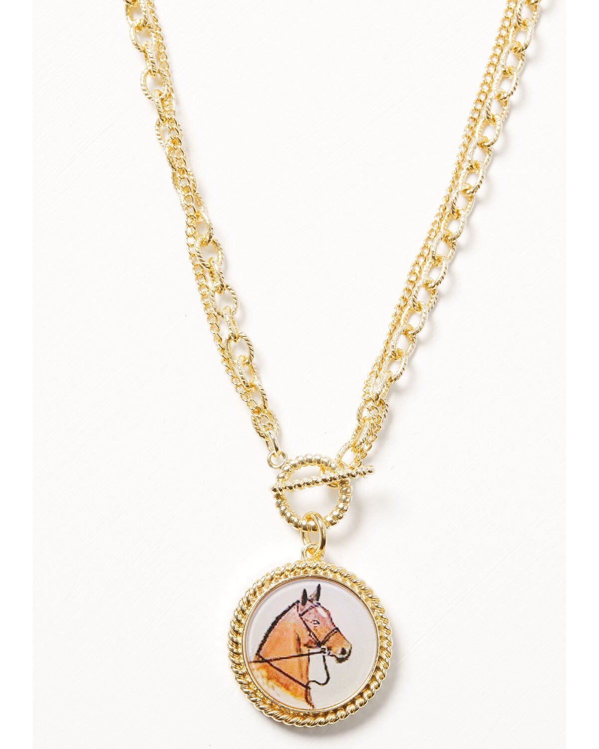 Image #1 - Shyanne Women's Western Muse Horse Cameo Necklace, Gold, hi-res