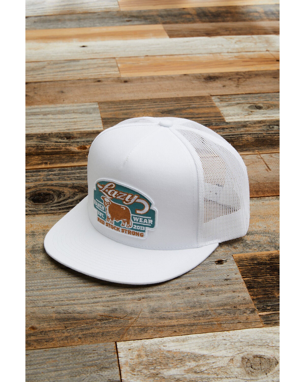 Image #1 - Lazy J Ranchwear Men's Red Stock Ball Cap, White, hi-res