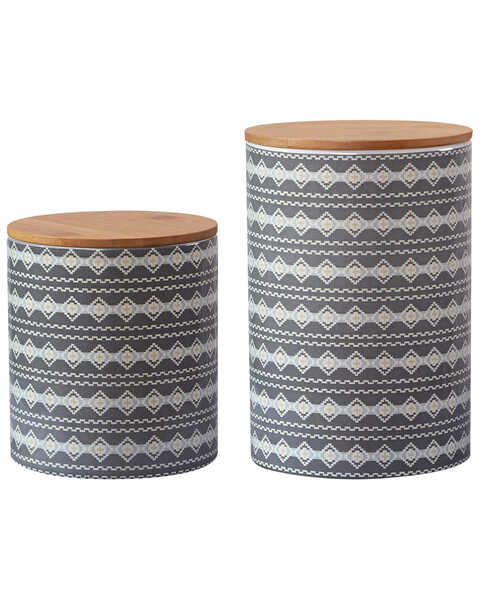 Image #1 - HiEnd Accents 2pc Large Southwestern Print Canister Set, Tan, hi-res