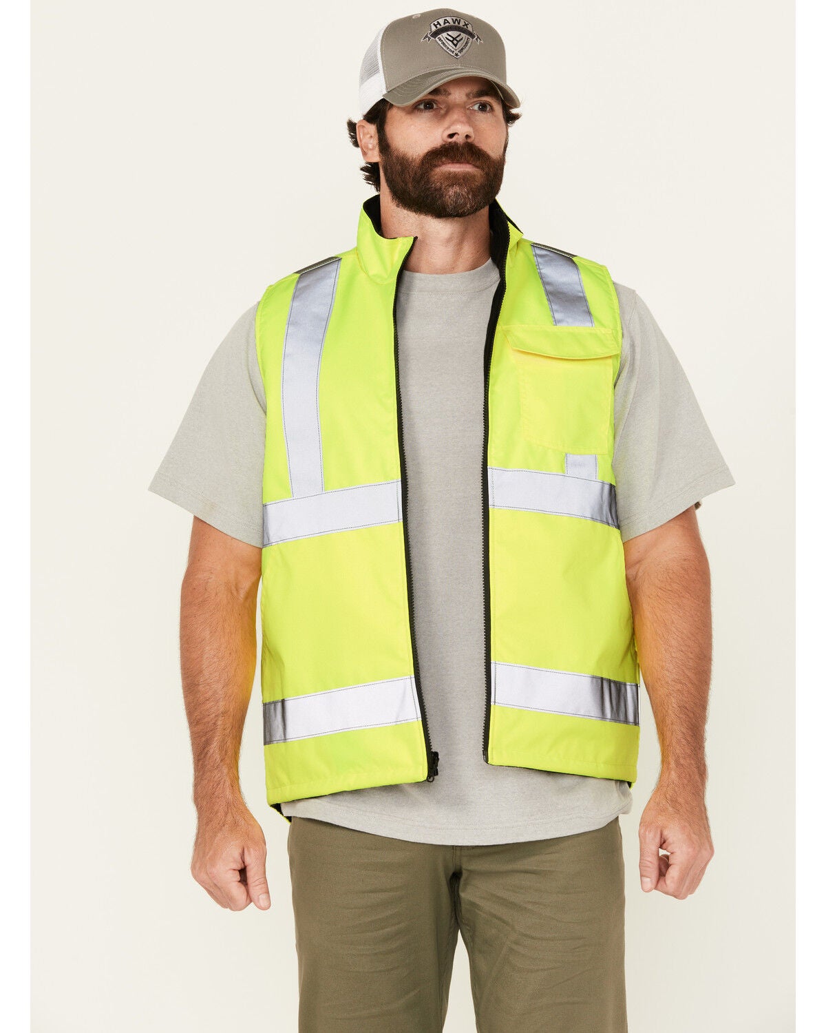 Hawx Men's Hi-Vis Safety Vest, Yellow, hi-res