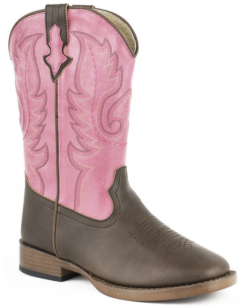 Roper Girls' Texsis Pink Cowgirl Boots Square Toe Country Outfitter