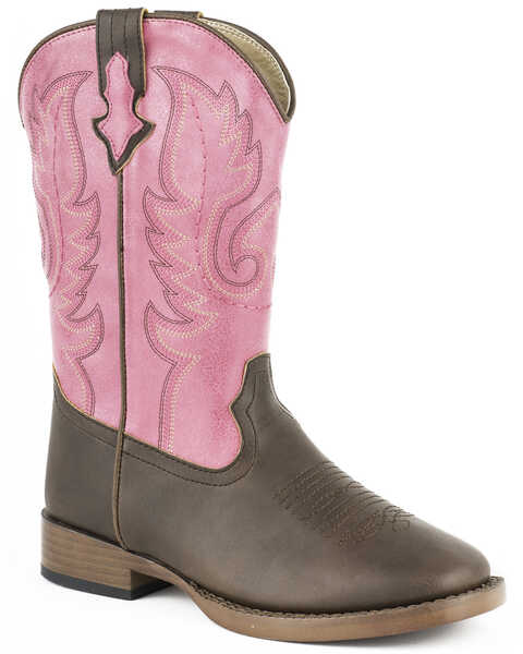 Roper Girls' Texsis Pink Cowgirl Boots - Square Toe, Brown, hi-res