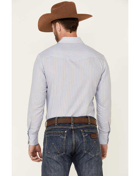 Image #4 - Roper Men's Classic Striped Long Sleeve Pearl Snap Western Shirt , Blue, hi-res