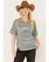Image #1 - White Crow Women's Wild West Steer Head Skull Short Sleeve Graphic Tee, Teal, hi-res
