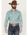Image #1 - Panhandle Men's Paisley Print Long Sleeved Pearl Snap Western Shirt, Turquoise, hi-res