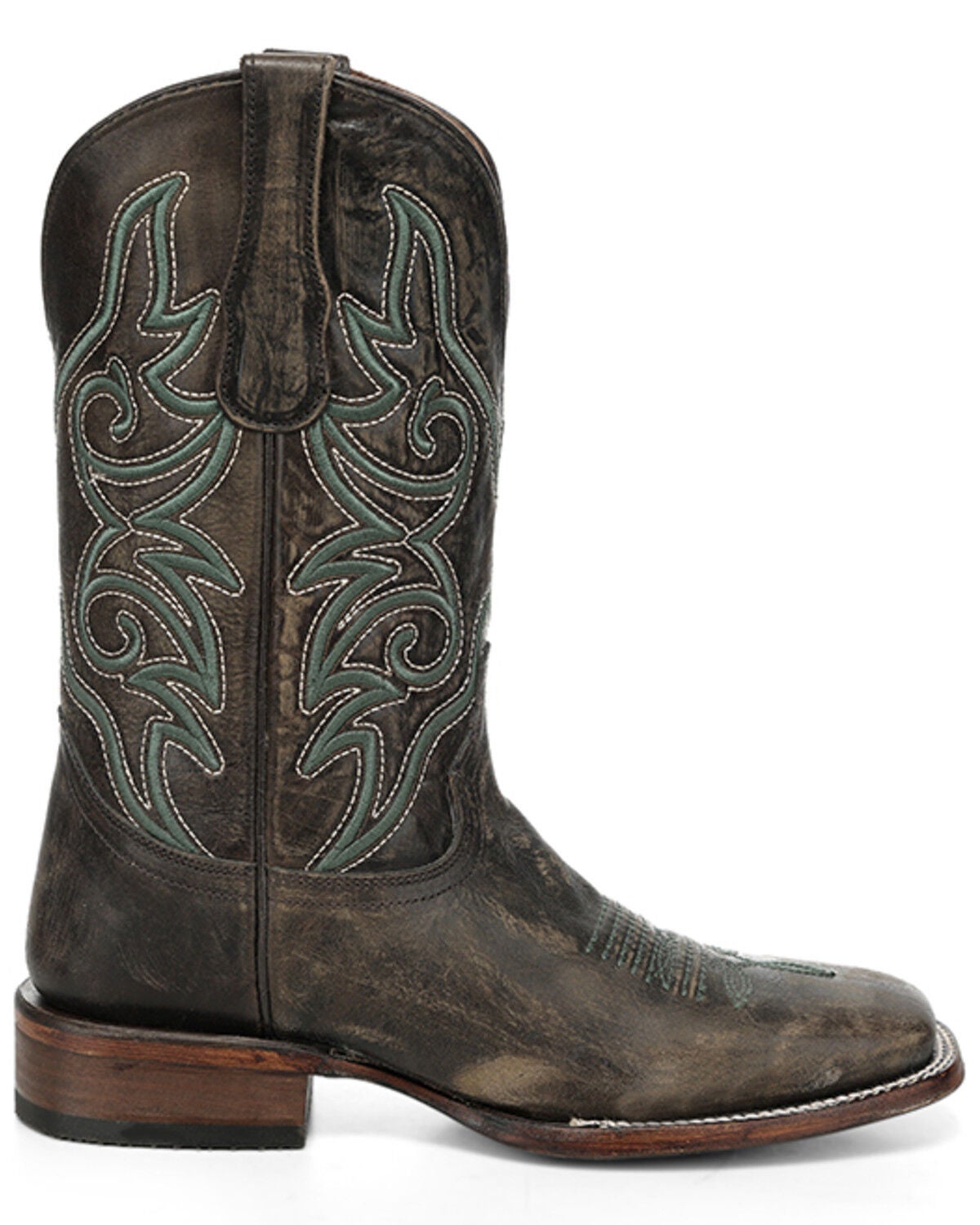 Image #2 - Circle G Men's Embroidered Western Boots - Broad Square Toe, Olive, hi-res